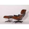 Chaise longue en cuir Rosewood Eames et pouf